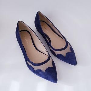 M. Gemi Blue Leather Suede Flats